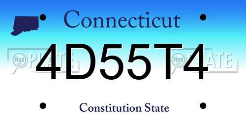 4D55T4 Connecticut License Plate