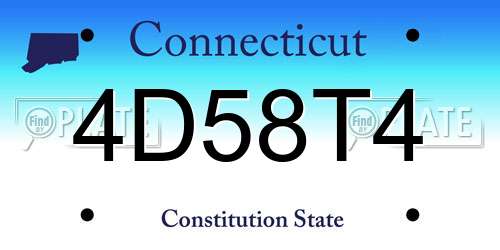 4D58T4 Connecticut License Plate