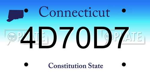 4D70D7 Connecticut License Plate