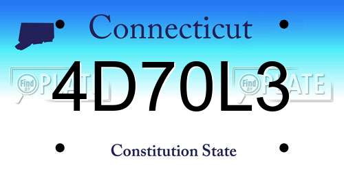 4D70L3 Connecticut License Plate