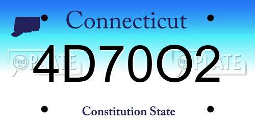 4D70O2 Connecticut License Plate