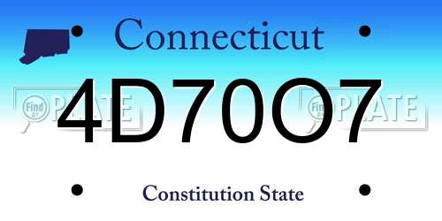 4D70O7 Connecticut License Plate