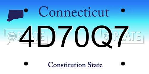 4D70Q7 Connecticut License Plate