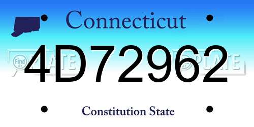 4D72962 Connecticut License Plate