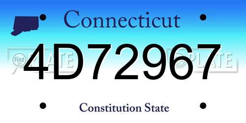4D72967 Connecticut License Plate