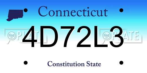 4D72L3 Connecticut License Plate