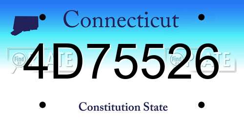 4D75526 Connecticut License Plate