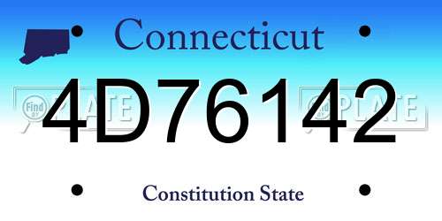 4D76142 Connecticut License Plate