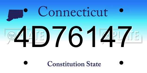 4D76147 Connecticut License Plate