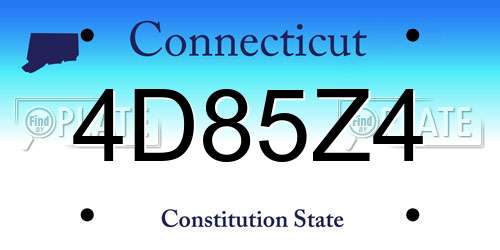 4D85Z4 Connecticut License Plate