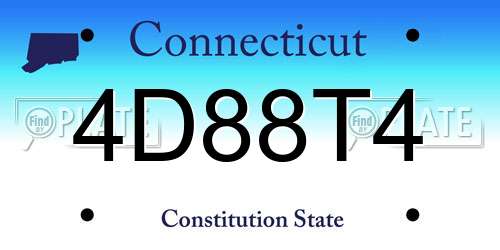4D88T4 Connecticut License Plate