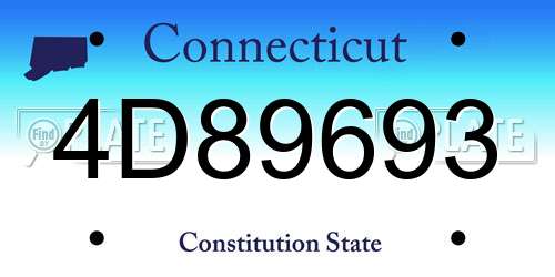 4D89693 Connecticut License Plate