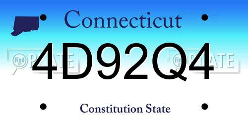 4D92Q4 Connecticut License Plate