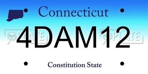 4DAM12 Connecticut License Plate
