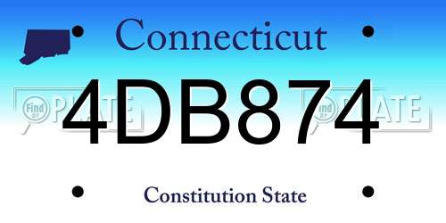 4DB874 Connecticut License Plate