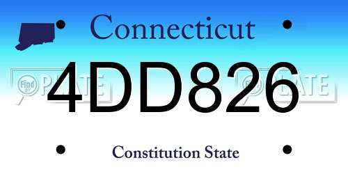 4DD826 Connecticut License Plate