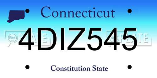 4DIZ545 Connecticut License Plate