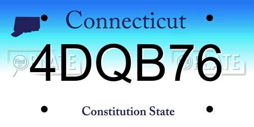 4DQB76 Connecticut License Plate