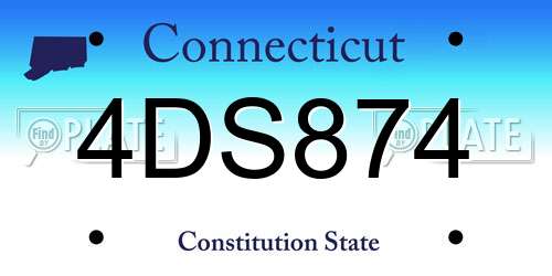 4DS874 Connecticut License Plate