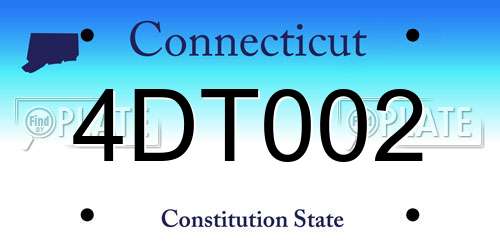 4DT002 Connecticut License Plate