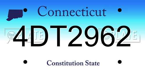 4DT2962 Connecticut License Plate