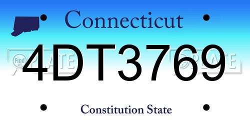 4DT3769 Connecticut License Plate