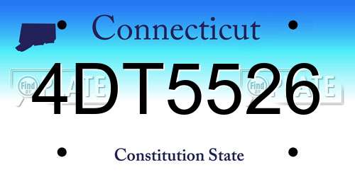 4DT5526 Connecticut License Plate