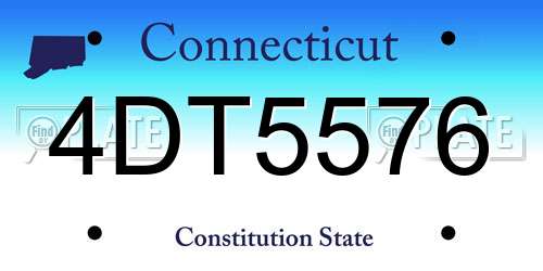 4DT5576 Connecticut License Plate