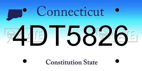 4DT5826 Connecticut License Plate