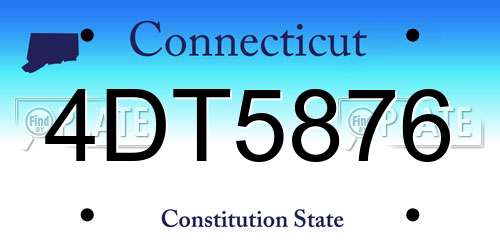 4DT5876 Connecticut License Plate
