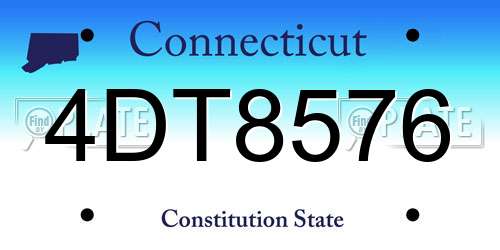 4DT8576 Connecticut License Plate