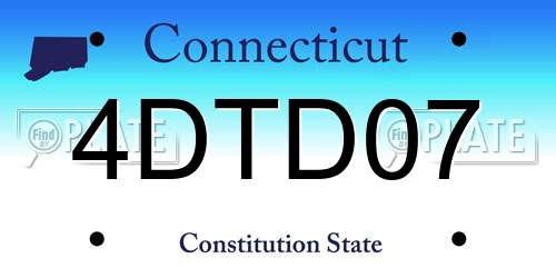 4DTD07 Connecticut License Plate