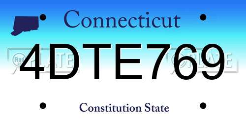 4DTE769 Connecticut License Plate