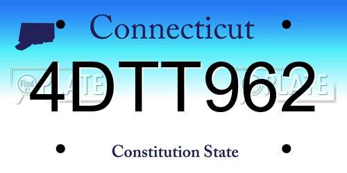 4DTT962 Connecticut License Plate