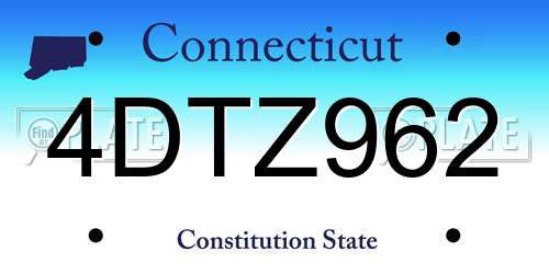 4DTZ962 Connecticut License Plate