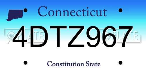 4DTZ967 Connecticut License Plate