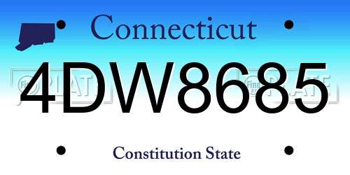 4DW8685 Connecticut License Plate