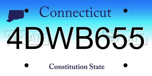 4DWB655 Connecticut License Plate