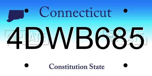 4DWB685 Connecticut License Plate