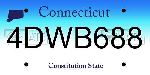 4DWB688 Connecticut License Plate