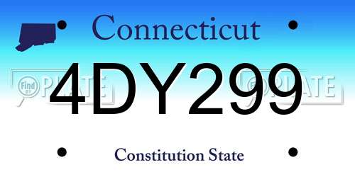 4DY299 Connecticut License Plate