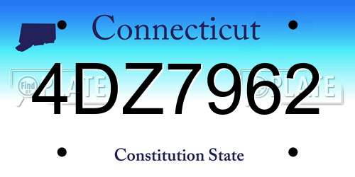 4DZ7962 Connecticut License Plate