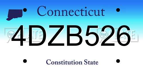 4DZB526 Connecticut License Plate