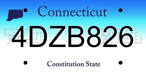 4DZB826 Connecticut License Plate