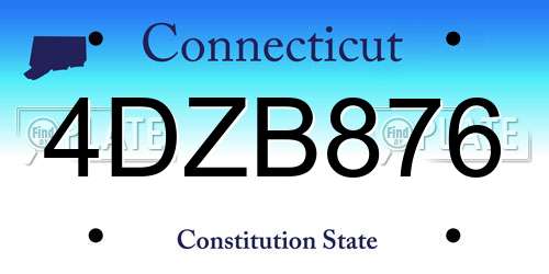 4DZB876 Connecticut License Plate