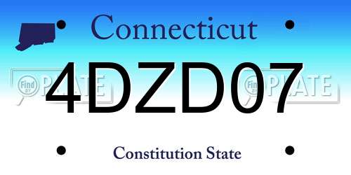 4DZD07 Connecticut License Plate