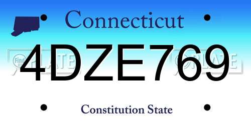 4DZE769 Connecticut License Plate