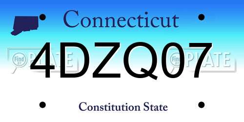 4DZQ07 Connecticut License Plate