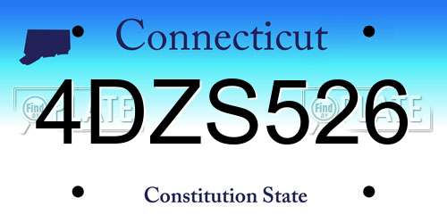 4DZS526 Connecticut License Plate