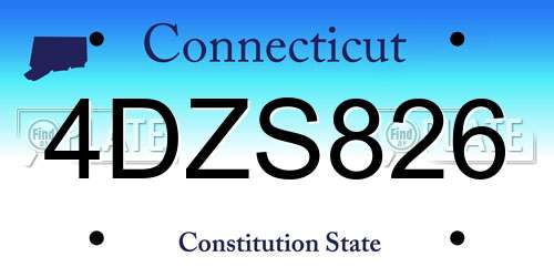 4DZS826 Connecticut License Plate
